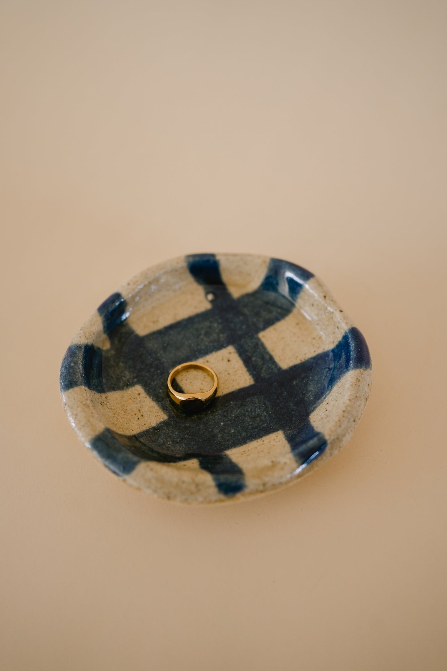 Cheeky Blue Plaid Ring Dish