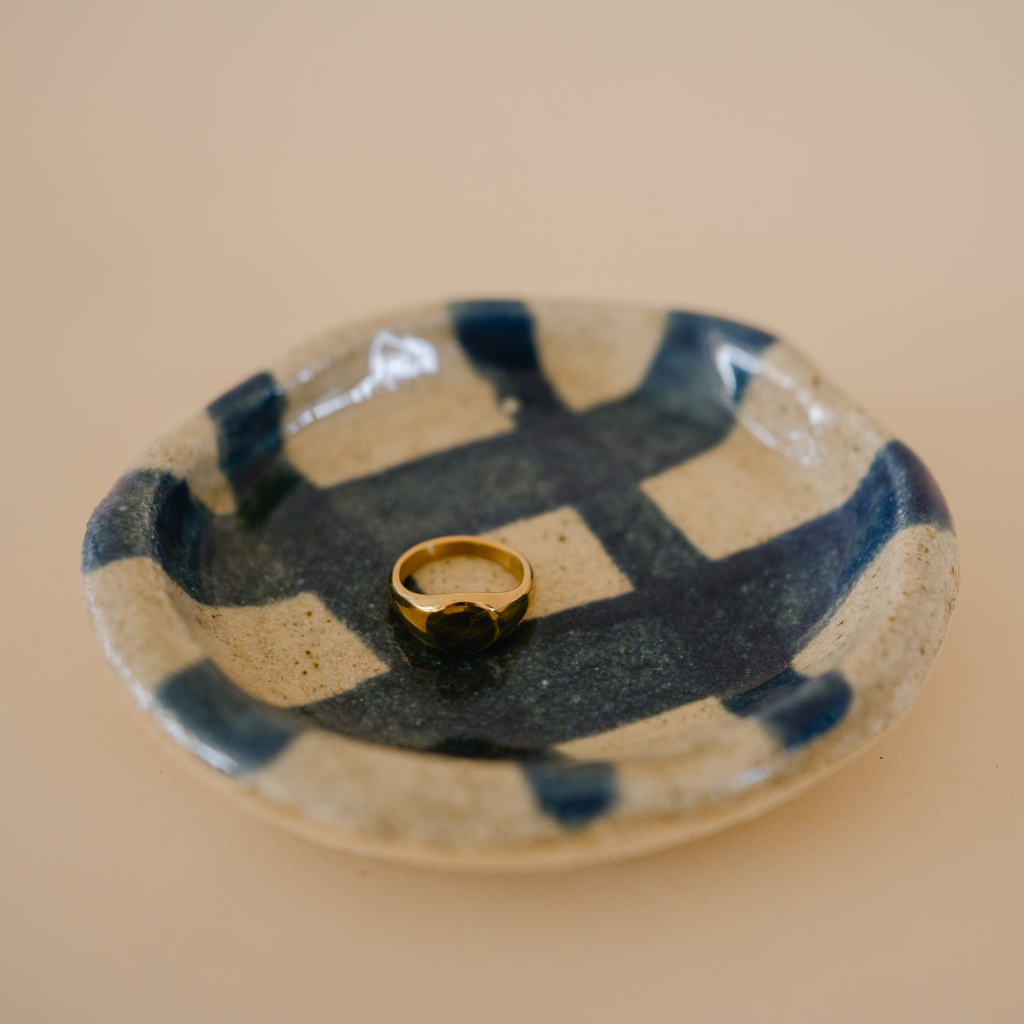 Cheeky Blue Plaid Ring Dish