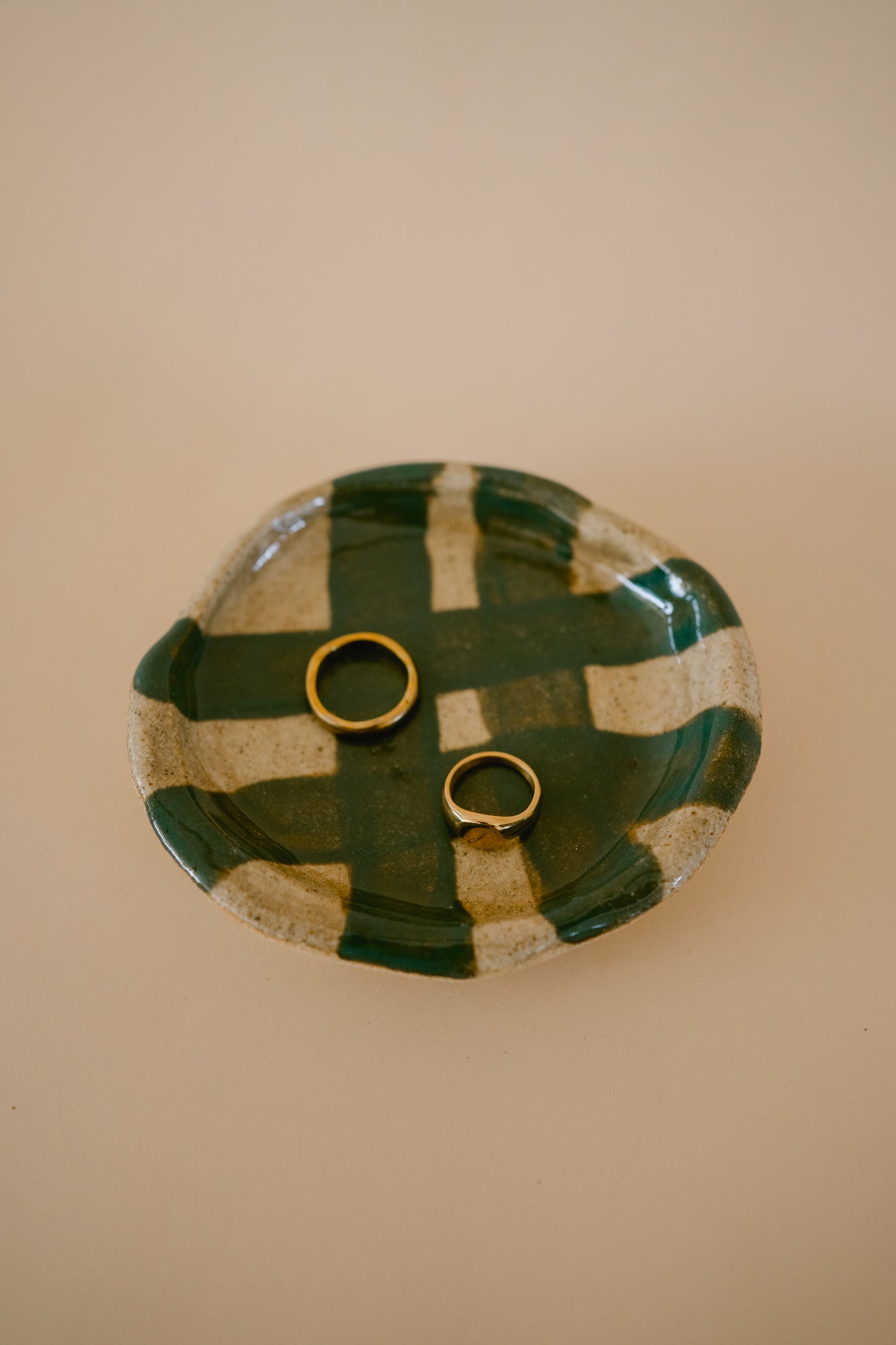 Cheeky Teal Plaid Ring Dish