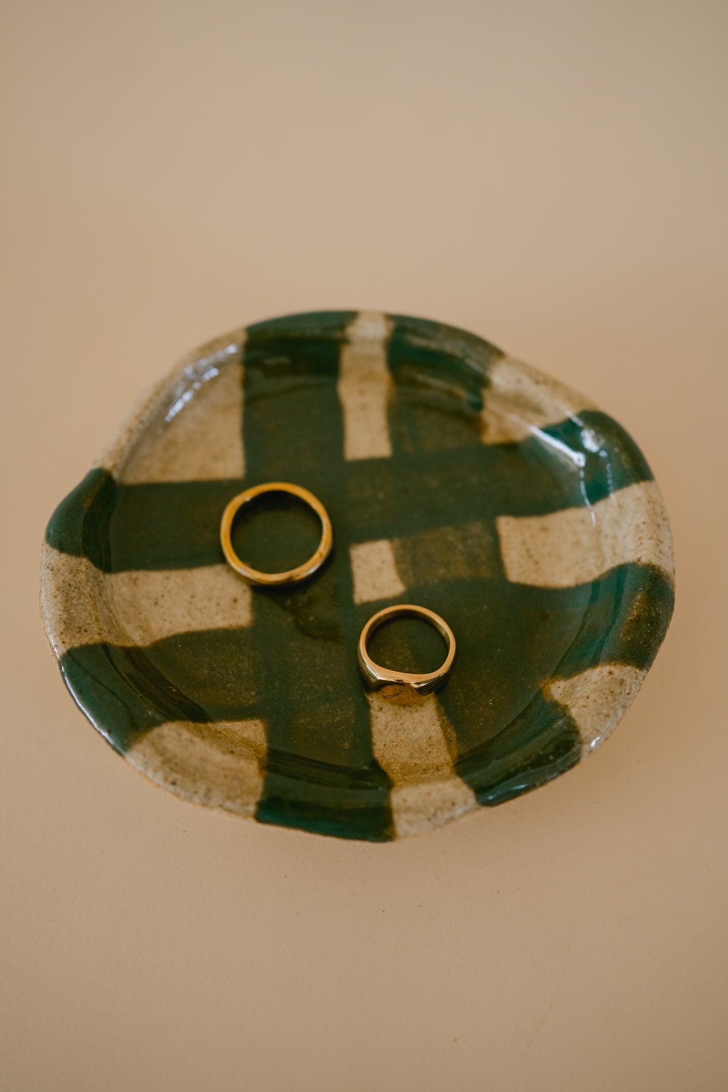 Cheeky Teal Plaid Ring Dish