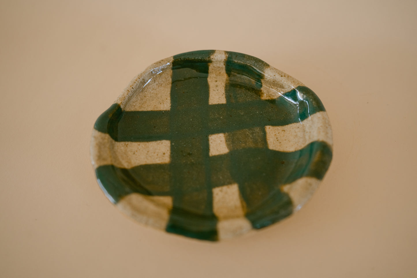 Cheeky Teal Plaid Ring Dish