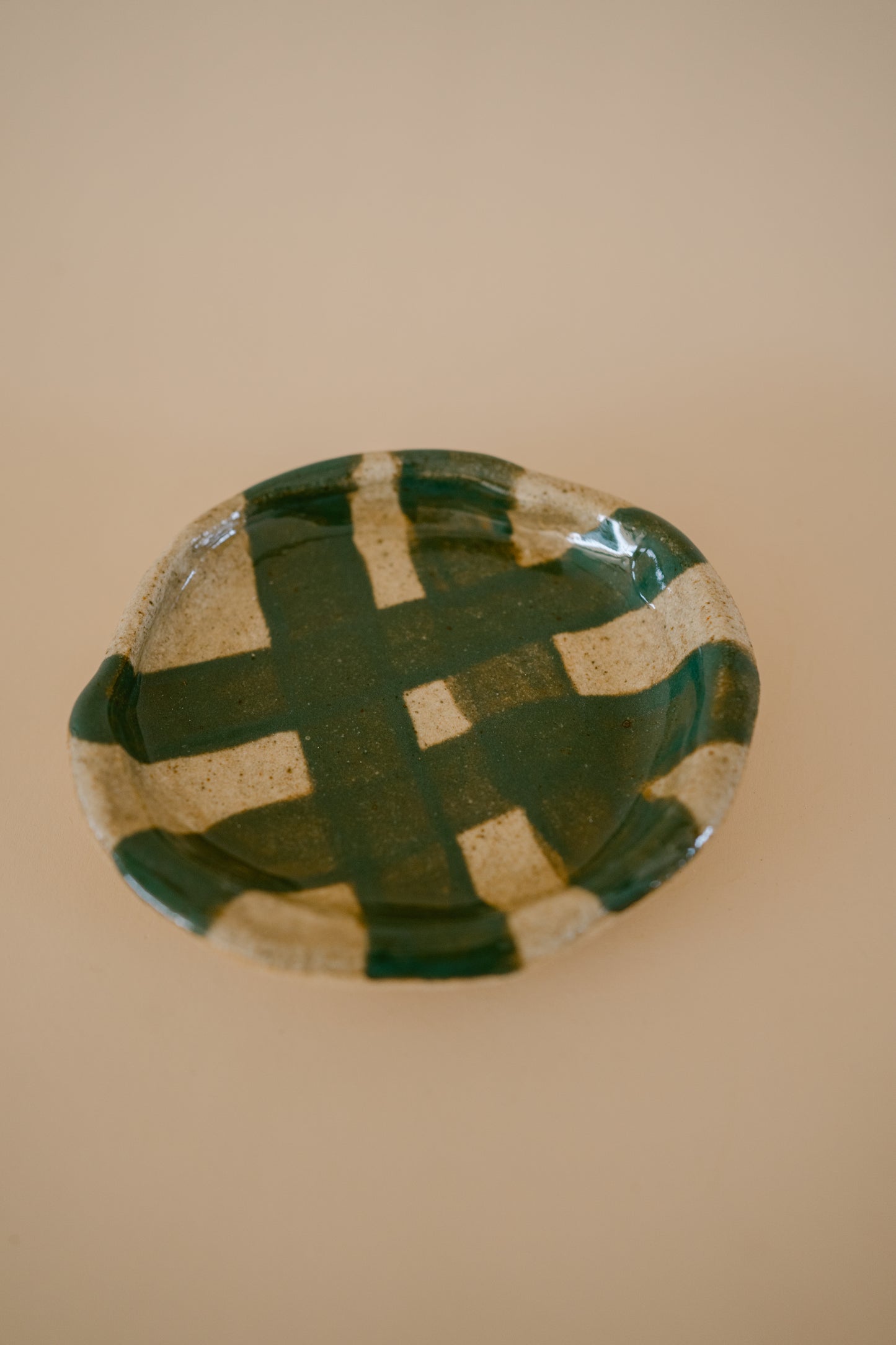 Cheeky Teal Plaid Ring Dish